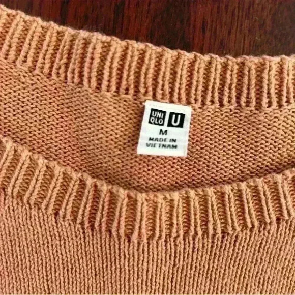 Uniqlo Women’s Crew Neck Pullover Knit Sweater Cotton Linen Orange Size M - Picture 3 of 7